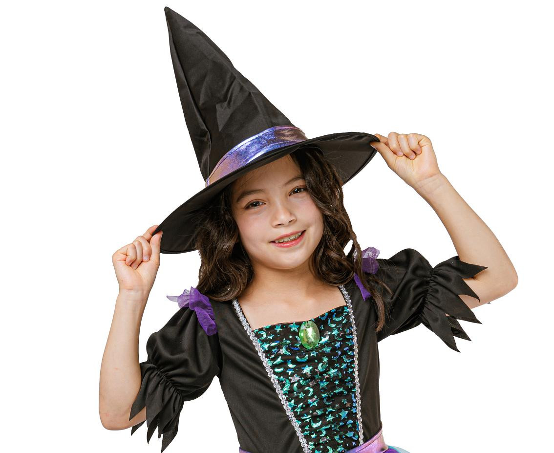 Role play-set for kids Starry Witch (dress, hat), size 110/120 cm